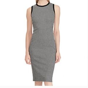 Lauren Ralph Lauren Black White Houndstooth Sheath Dress - size Large
